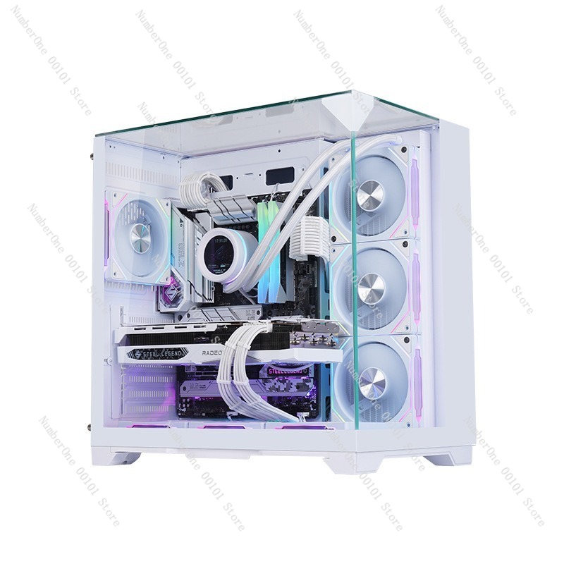 Pc Gaming Case - ATX Gaming PC-Gehäuse Panorama-Hartglas 7 Lüfter-Unterstützung